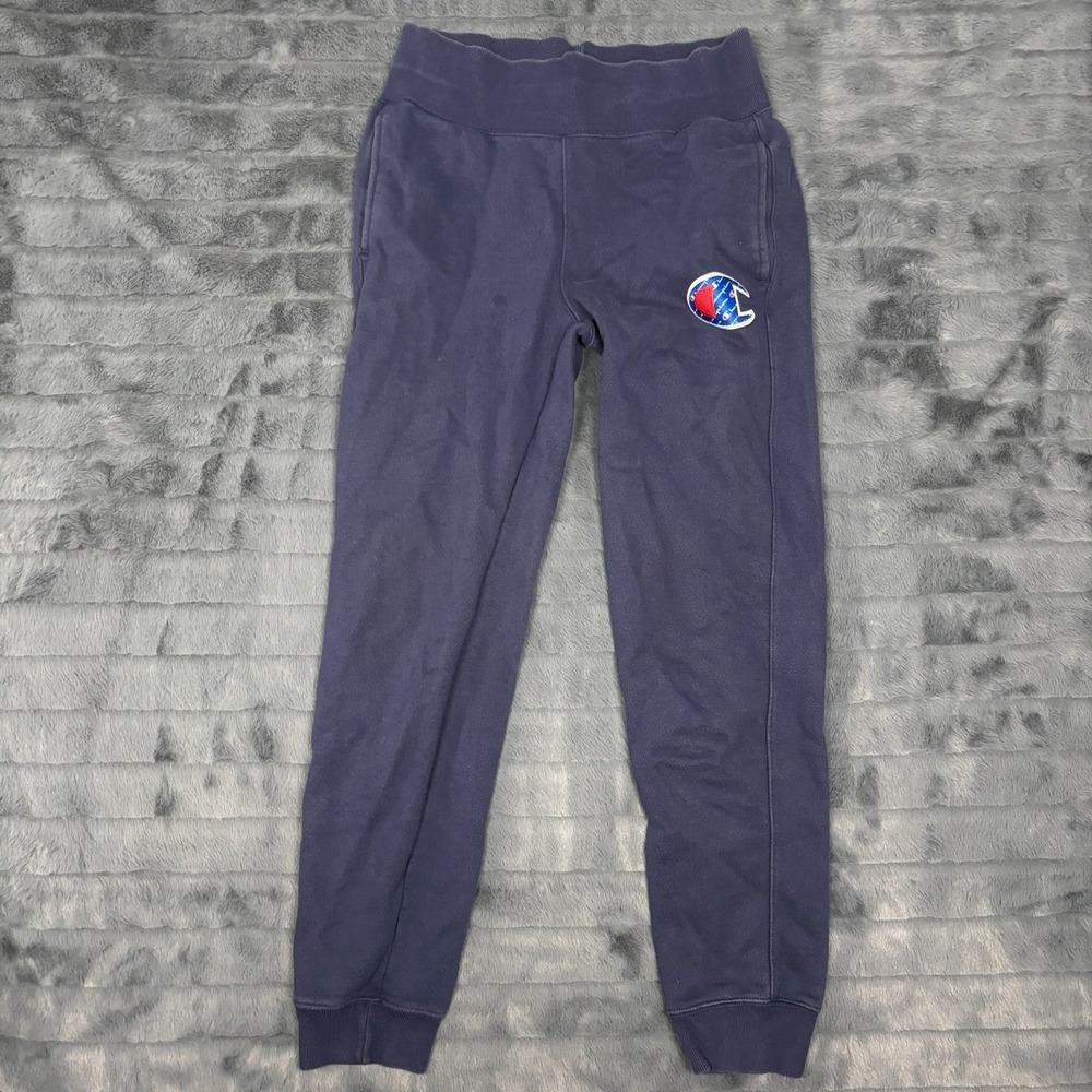 Champion Reverse Weave Navy Blue Jogger Sweatpants Mens Small GF777 Big C Logo